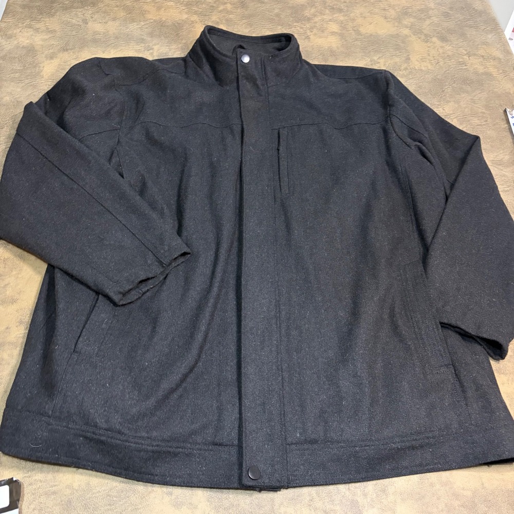 Oak Hill Wool Blend Jacket Mens 3XLT Black Full Zip Mock Neck Coat 9111